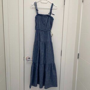 GAP Denim Flare Maxi Denim Dress